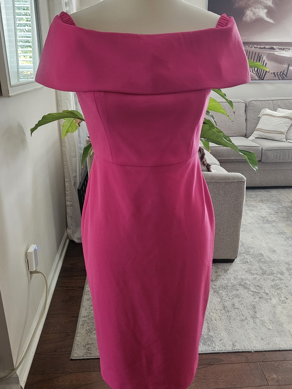 Calvin Klein One-Shoulder Fuchsia Sheath Dress